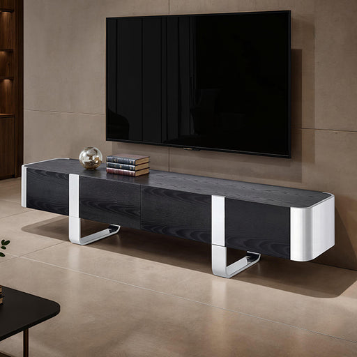 Leknes TV Stand Black w/ Silver Frame - Mattress & Furniture Super Center (Tampa, FL)