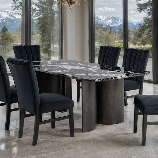 Selsey Dining Table, Black Stone Top - Mattress & Furniture Super Center (Tampa, FL)