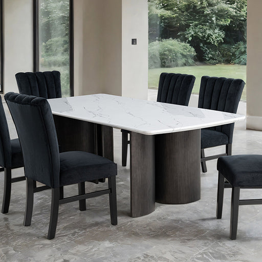 Selsey Dining Table, White Stone Top - Mattress & Furniture Super Center (Tampa, FL)