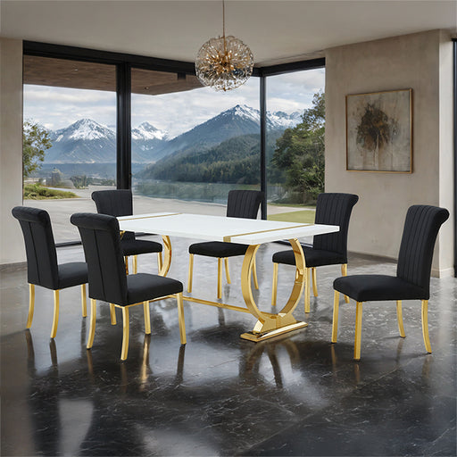 Holbaek 7 Pc 80" Dining Table Set - Mattress & Furniture Super Center (Tampa, FL)