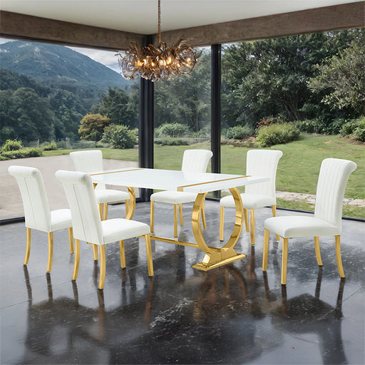 Holbaek 7 Pc 80" Dining Table Set - Mattress & Furniture Super Center (Tampa, FL)