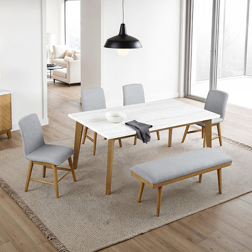 Mandier 6 Pc. Dining Table Set w/ Bench - Mattress & Furniture Super Center (Tampa, FL)