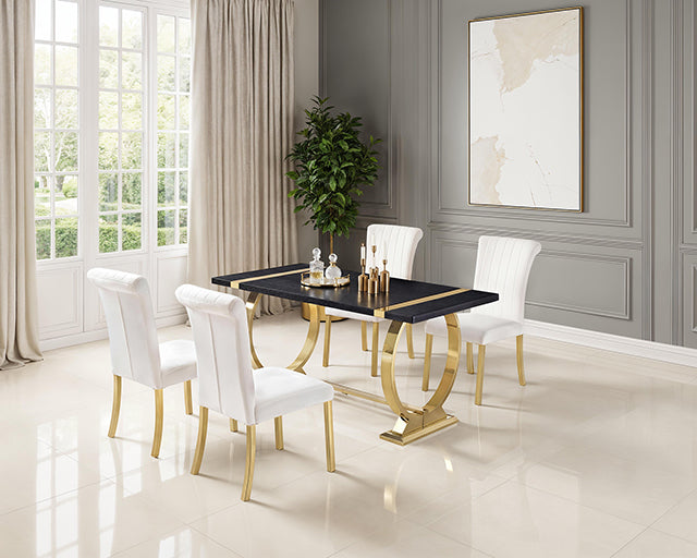 Horley 60" Dining Table, Gold Frame - Mattress & Furniture Super Center (Tampa, FL)