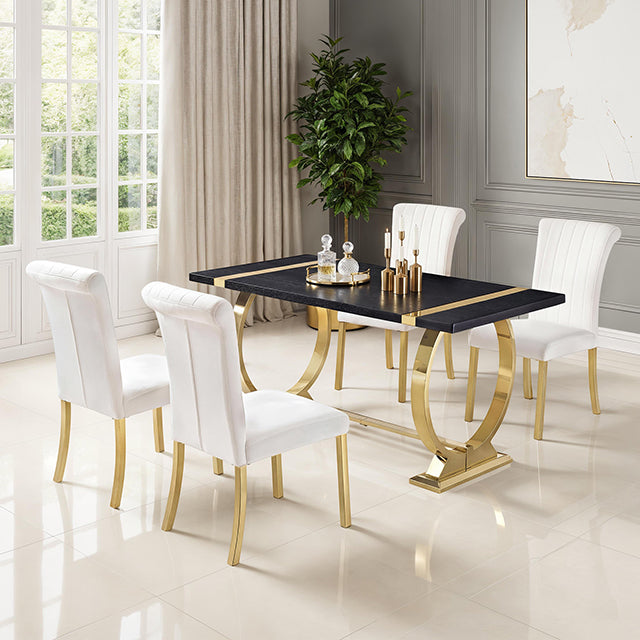 Horley 60" Dining Table, Gold Frame - Mattress & Furniture Super Center (Tampa, FL)