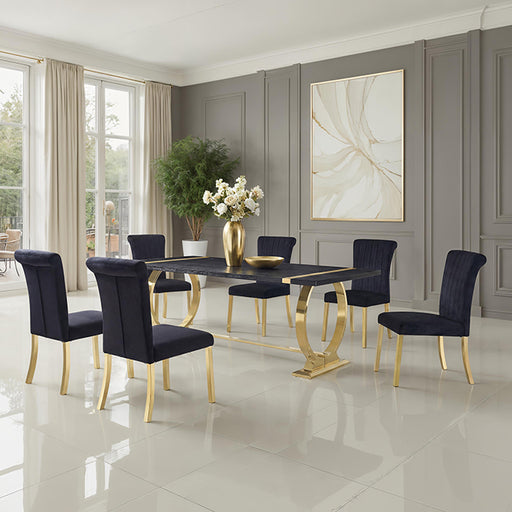 Horley 80" Dining Table, Gold Frame - Mattress & Furniture Super Center (Tampa, FL)