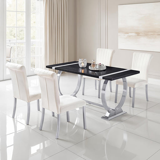 Horley 60" Dining Table, Silver Frame - Mattress & Furniture Super Center (Tampa, FL)