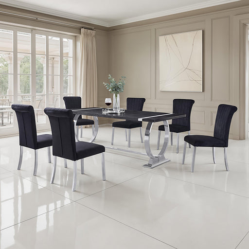 Horley 80" Dining Table, Silver Frame - Mattress & Furniture Super Center (Tampa, FL)