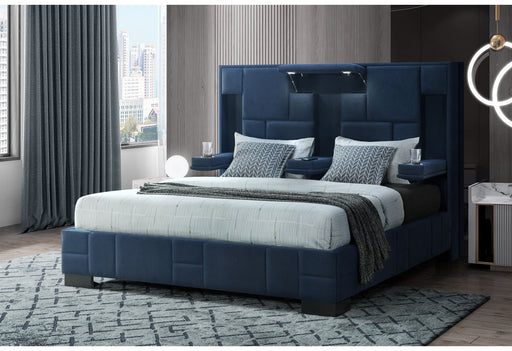 OSCAR NAVY BLUE QUEEN BED NO WOOD TRIM - Mattress & Furniture Super Center (Tampa, FL)