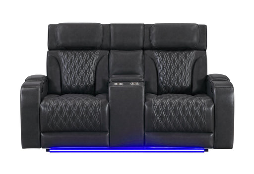 U8611 BLANCHE CHARCOAL PWR CON REC LOVESEAT WITH PHR, LED & SPEAKER - Mattress & Furniture Super Center (Tampa, FL)