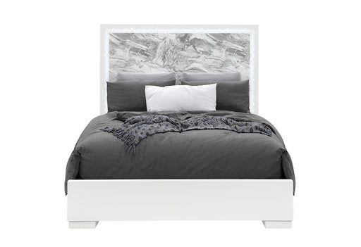 NAOMI SILVER MARBLE FULL BED WITH LED - Mattress & Furniture Super Center (Tampa, FL)