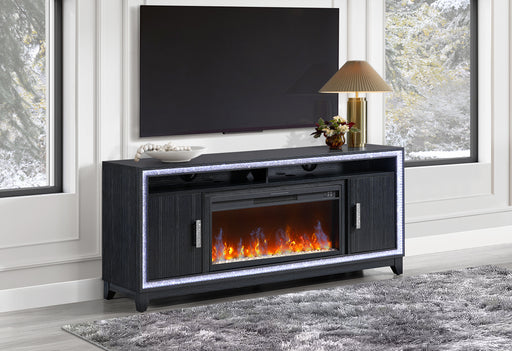 LILY DARK GREY ENT UNIT 72 INCH W/ LED, SPEAKERS, CRYSTAL INSERTS - Mattress & Furniture Super Center (Tampa, FL)