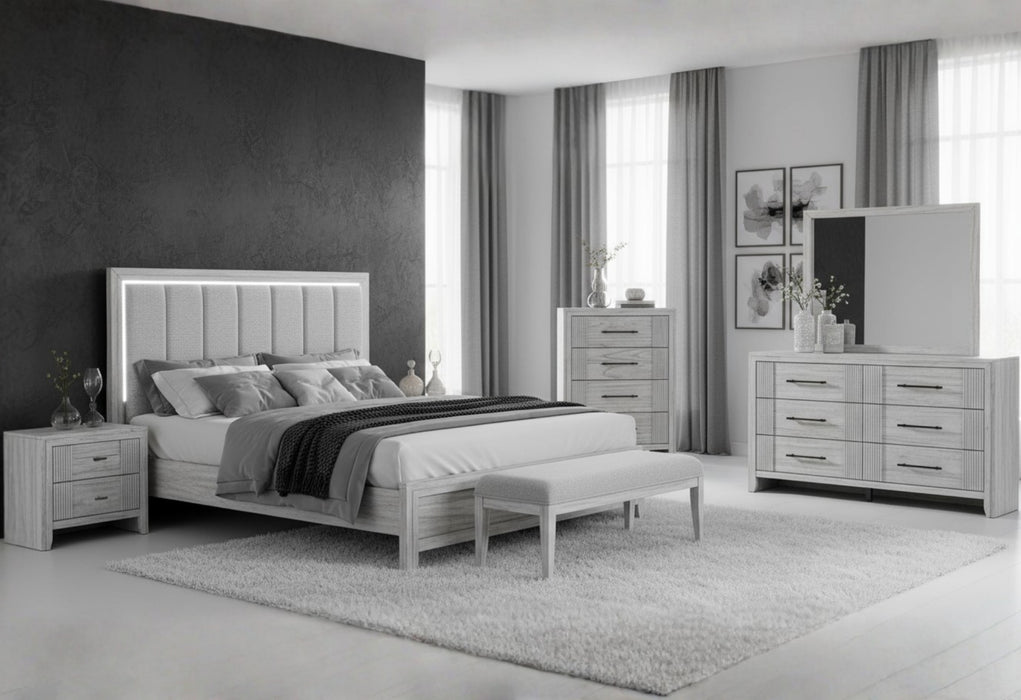 Elsie Grey Bed with LED