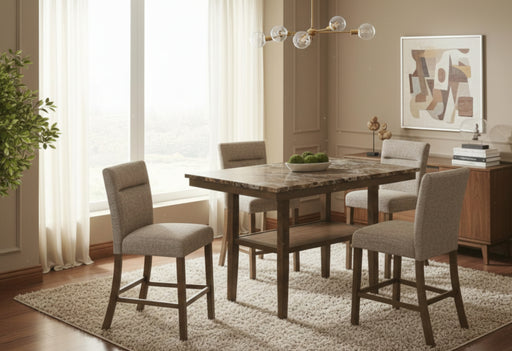 D4355 BROWN BAR TABLE WITH 4 BAR STOOLS - Mattress & Furniture Super Center (Tampa, FL)