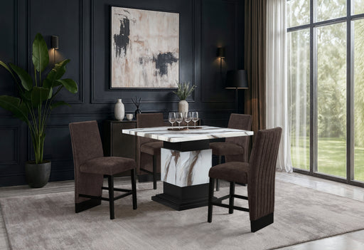 D12 BAR TABLE AND 4 D12 BROWN BAR STOOLS - Mattress & Furniture Super Center (Tampa, FL)