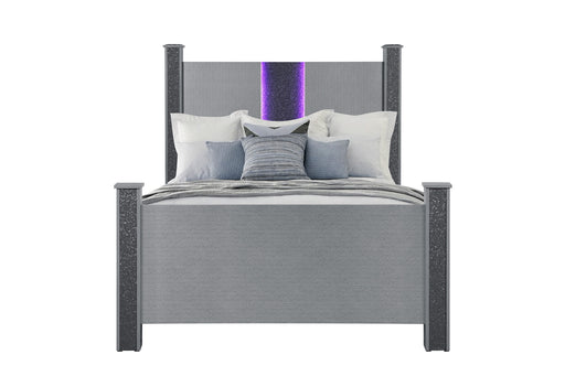 LOGAN SILVER QUEEN BED WITH LED AND SPEAKERS - Mattress & Furniture Super Center (Tampa, FL)