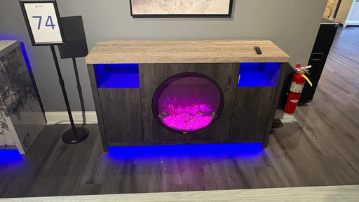 NYLA GREY 60" ENTERTAINMENT UNIT WITH SPEAKERS AND LED - Mattress & Furniture Super Center (Tampa, FL)
