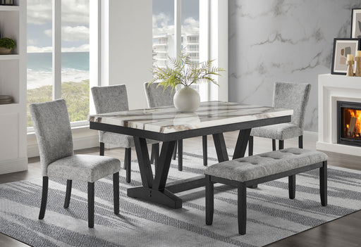 D1319 BLK/WHT DINING TABLE, 4 D1319 LT GREY DC & D1319 LT GREY BN - Mattress & Furniture Super Center (Tampa, FL)
