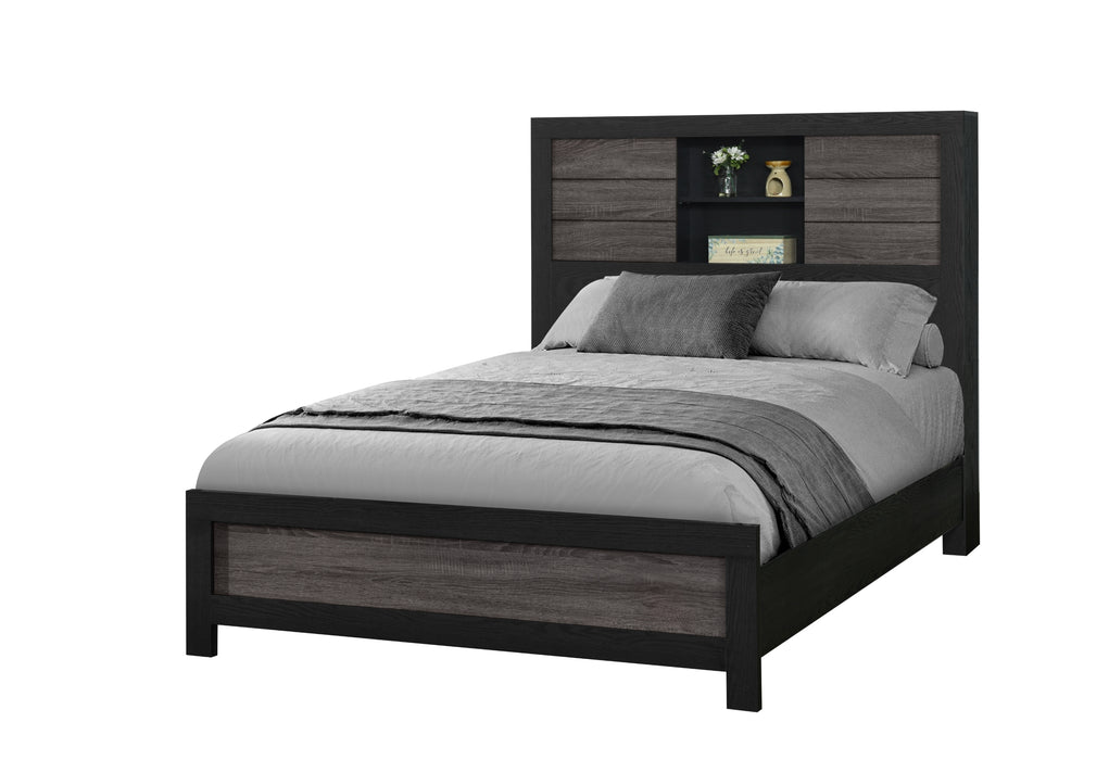Lisbon Grey/Black Bookcase Bed