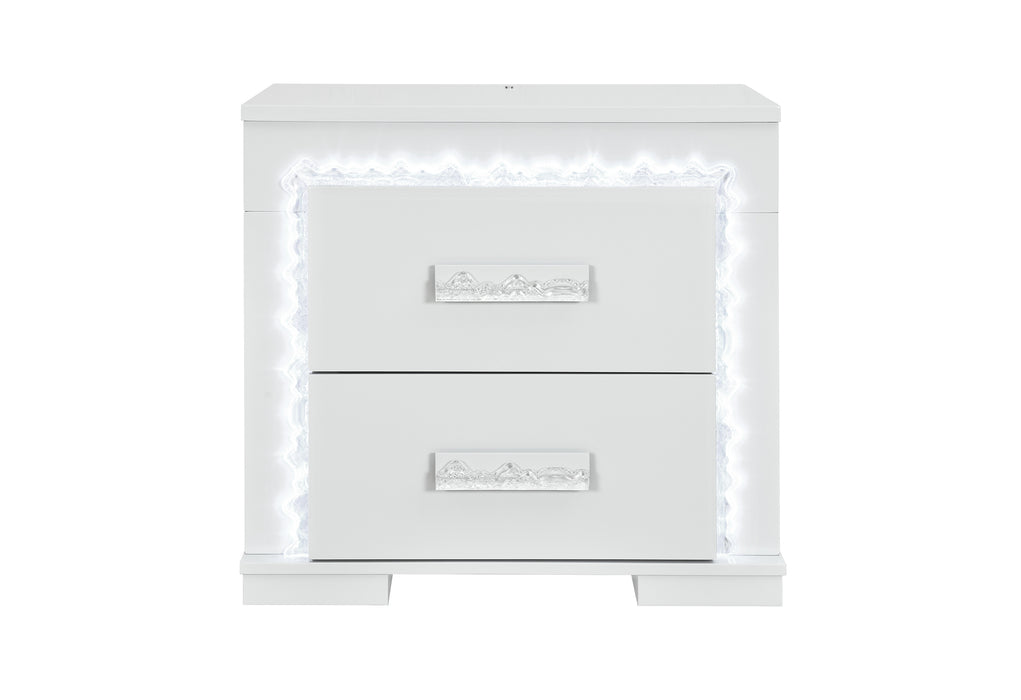 Naomi Silver Marble Nightstand with LED