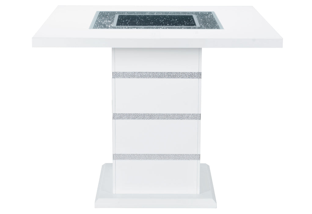 MONACO WHITE BAR TABLE + 8 MONACO BS-N - Mattress & Furniture Super Center (Tampa, FL)