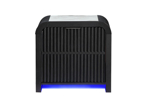 Beckett White/Black Nightstand with LED, Cooler and Speaker