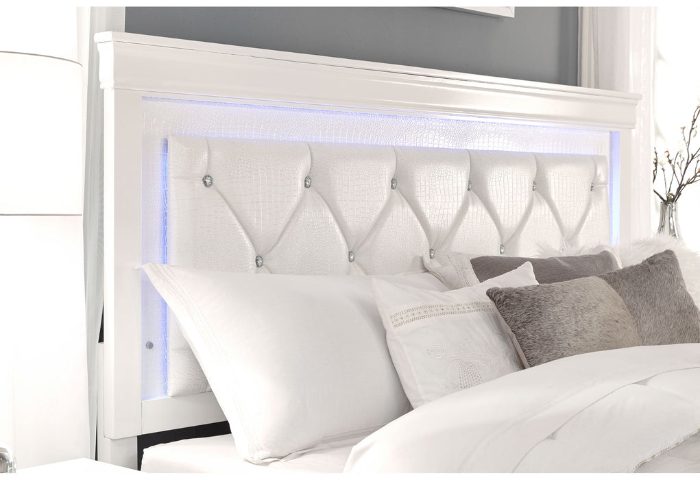 POMPEI METALLIC WHITE QUEEN BED WITH LED