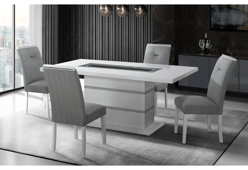 MONACO WHITE DINING TABLE + 8 MONACO DINING CHAIR - Mattress & Furniture Super Center (Tampa, FL)