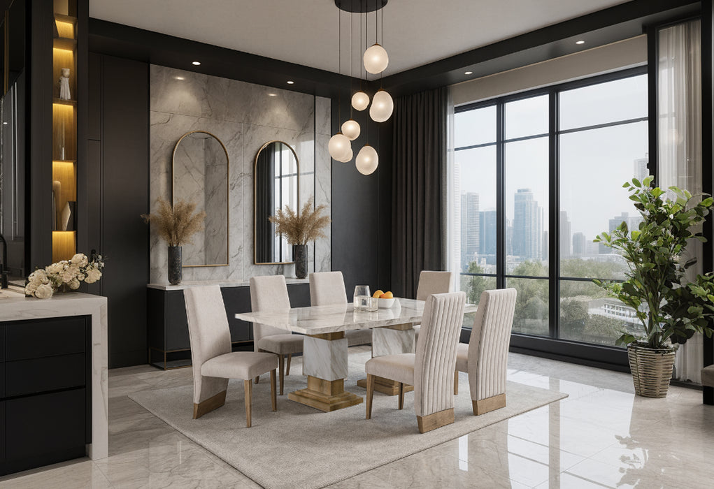 D12 DINING TABLE NATURAL + D12DC BEIGE