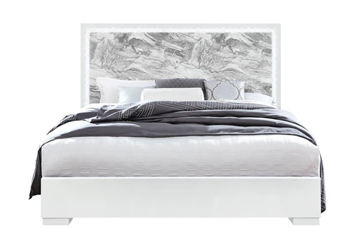 NAOMI SILVER MARBLE KING BED WITH LED - Mattress & Furniture Super Center (Tampa, FL)