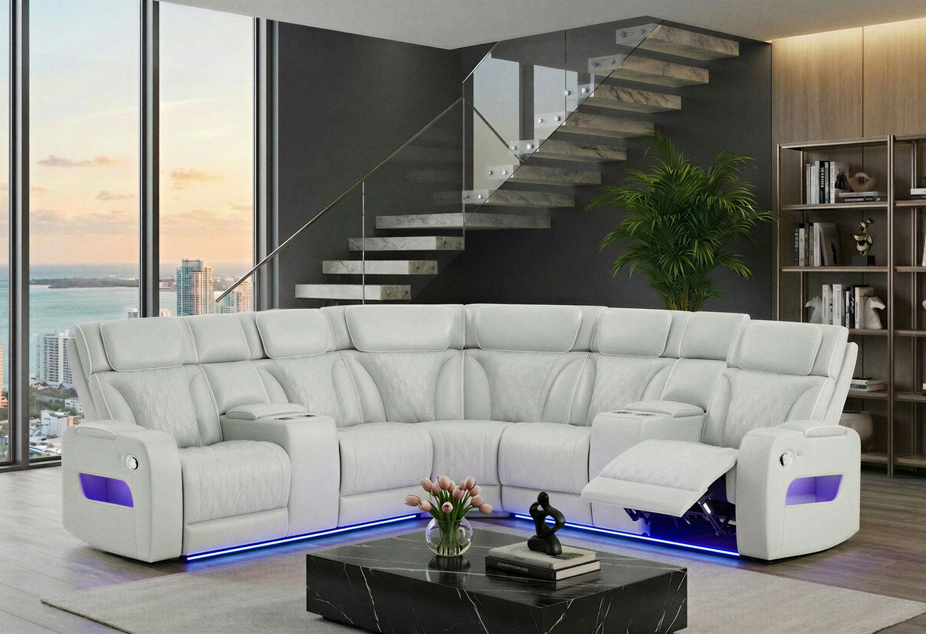 U8611 Blanche Silver Manual Sectional