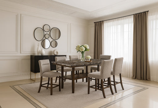 D4355 BROWN BAR TABLE WITH 8 BAR STOOLS - Mattress & Furniture Super Center (Tampa, FL)