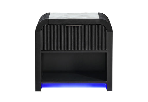 Beckett Wht/Blk Nightstand W/LED & Speaker