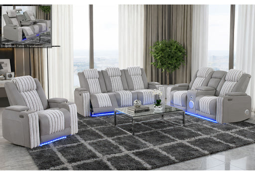 U8000 Grey Pwr Rec Sofa/Pwr Console Rec Loveseat W/PHR