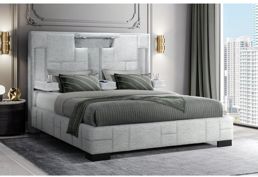 OSCAR GREY KING BED NO WOOD TRIM - Mattress & Furniture Super Center (Tampa, FL)