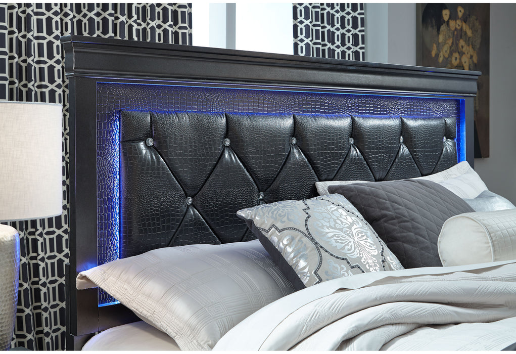POMPEI METALLIC GREY KING BED WITH LED
