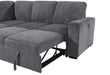 U2660 Grey Sectional W/O Chaise and W/ Pullout Sofa Bed