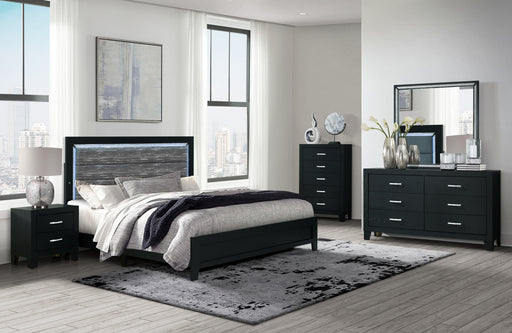 REID BLACK KING BED GROUP WITH LED - Mattress & Furniture Super Center (Tampa, FL)